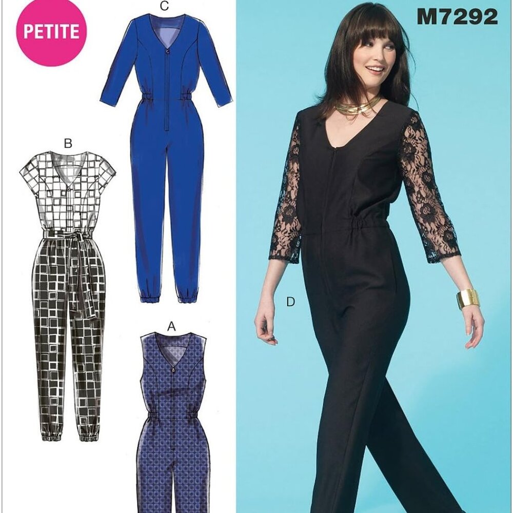 McCall's Pattern M7292 Misses'/Miss Petite Jumpsuits & Belt 14-16-18-20-22